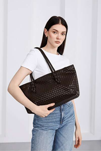 Shule Bags Campana braided shoulder bag coffee