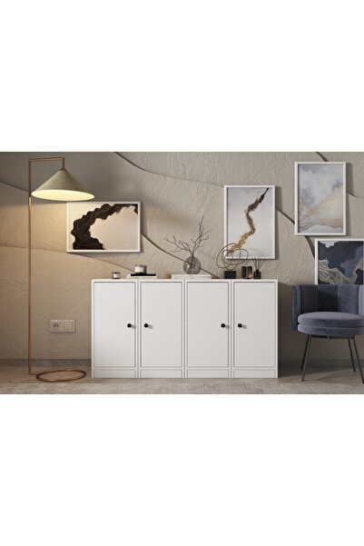 Nettrends Kapaklı Çok Amaçlı Dolap Beyaz 130 Cm Ça-d-1079-Ç