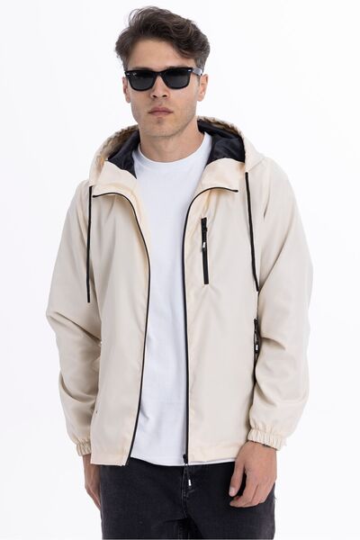 Goccix معطف واق من المطر بغطاء للرأس وجيوب للرجال مبطن ومقاوم للرياح - سترة و...