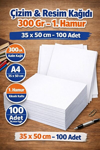 Orbak Kağıt Drawing Painting Paper 1St Dough 300 Gr A4 - 100 Pieces (1.87 kg)