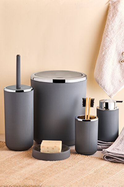 Perotti Lisbone Gri 5 Parça Kovalı Banyo Seti Krom Kaplama