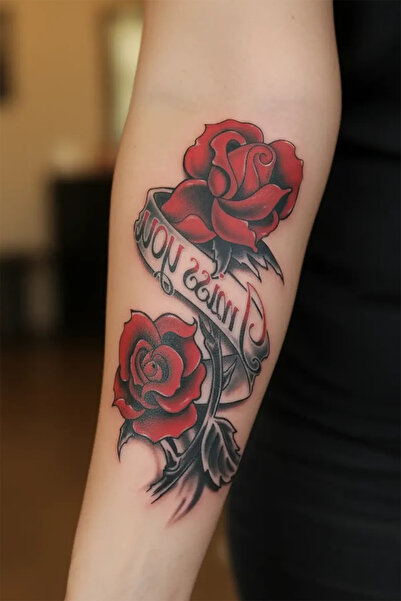 TAKIŞTIR Gül Figürlü Geçici Dövme Tattoo