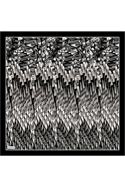 Cacharel Black Gray Silk Twill Scarf
