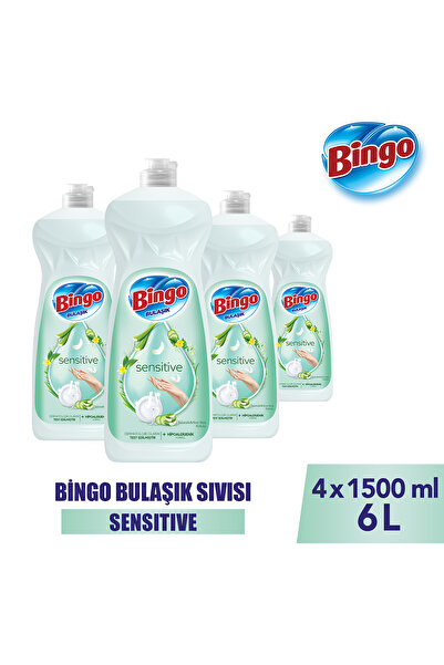 Bingo Sıvı Elde Bulaşık Deterjanı Sensitive 1500ml X 4 Adet