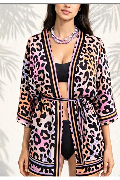 GODE Yarasa kollu şifon saten kimono