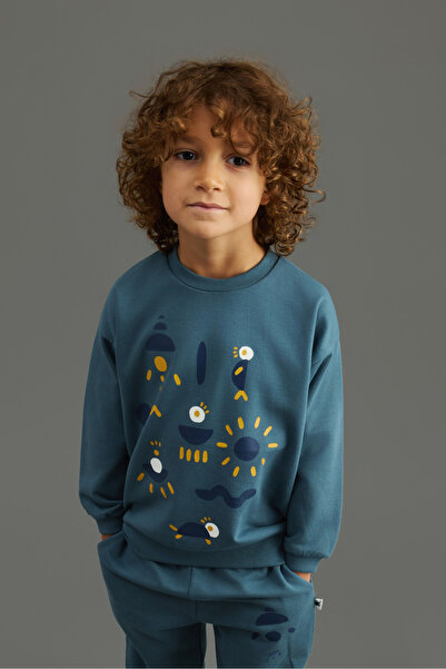Little Yucca "Grow" Sweatshirt - Koyu Mavi