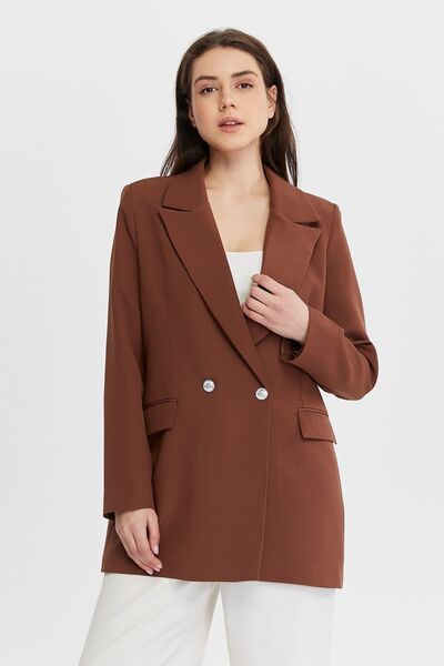 Bolivente Καφέ Oversize Woven Blazer Jacket