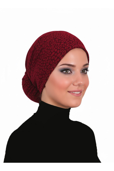 fidan bone عمامة جاهزة من قماش البروكار باللون العنابي مع غطاء رأس مناسبة للا...