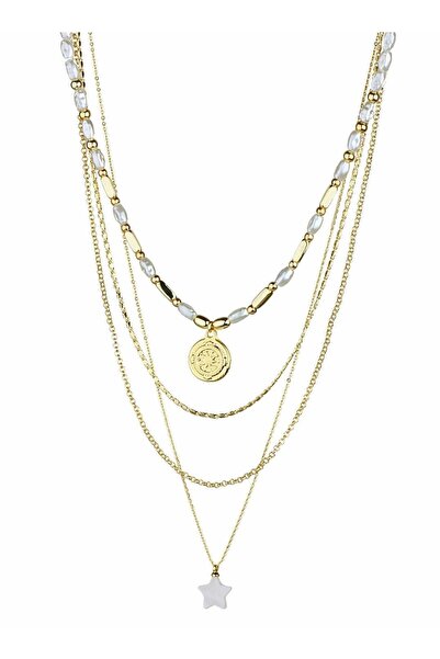 Klips Concept قلادة مزدوجة من الخرز والسلاسل بتفاصيل نجمية