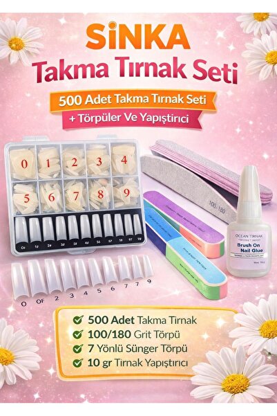 SİNKA 500'lü Tırnak + 100- 180 Törpü + 7 Yönlü Törpü + 10 Gr Tırnak Yapıştırı...