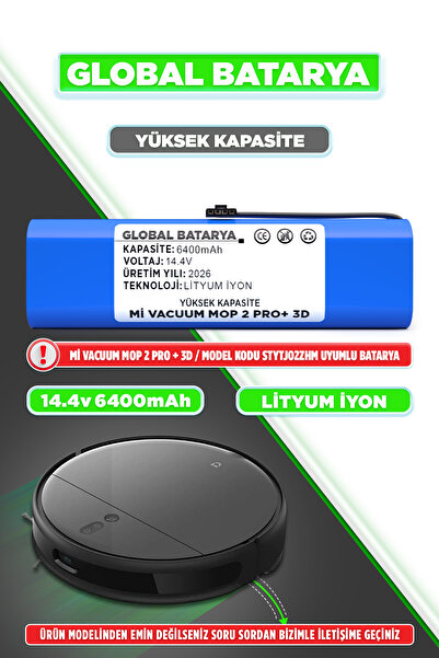 GLOBAL BATARYA Xiaomi Mi Vacuum Mop 2 Pro Plus 3d Akıllı Robot Süpürge Batary...