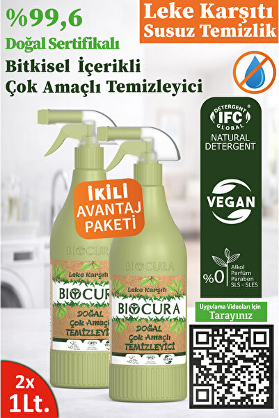BIOCURA Doğal Sertifikalı Leke Karşıtı Bitkisel Çok Amaçlı Temizleyici 1Lt x ...