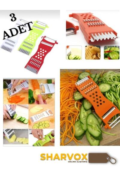 Sharvox 3 Lü Çok Amaçlı Sebze Rende ve Spiral Doğrayıcı – Julienne Soyacak Ap...