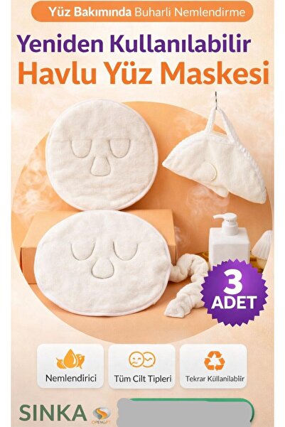 SİNKA Havlu Yüz Maske Buharlı Nemlendirici Yüz Bakım Maskesi Yeniden Kullanıl...