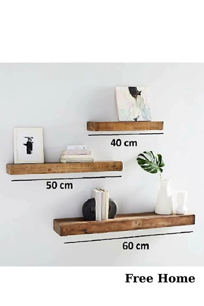 Genel Markalar Masif Dekoratif 3'lü Uçan Kitaplık Gizli Duvar Monte Aksesuar ...