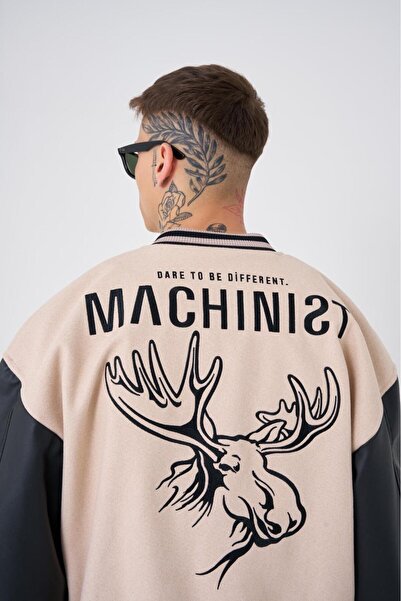 Machinist Мъжка бомбър яке Deer Oversized, бежово