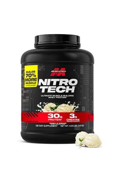 MUSCLETECH مسحوق بروتين مصل الحليب بكريمة الفانيليا من نيترو تيك، 4 رطل (1.81...