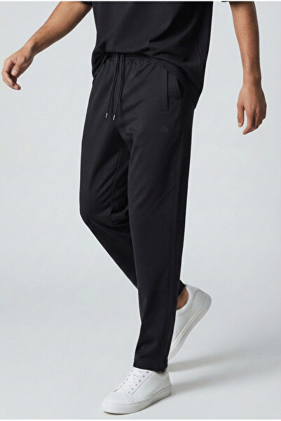 THE WOOW Men's Black Tw Logo Printed Sport Sweatpants - Elastic Waist, Three ...