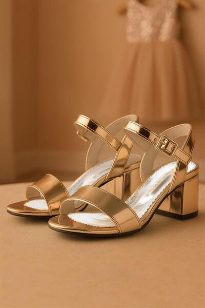 Sarıkaya Pony cupru oglindit gros cu toc pentru fete pantofi de rochie de seară