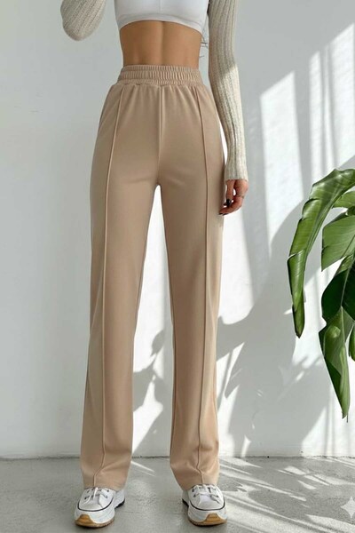 Swana Pantaloni largi din catifea franceza verde menta