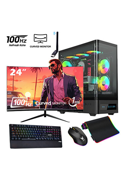 IZOLY T12x Ryzen 5 5500 16GB 512 M.2 NVME RX 580 8GB 24" Oyuncu Masaüstü Bilg...