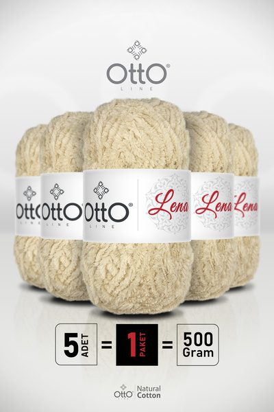 Otto Lena - Beige - 5 Pack - 4Mm/100Gr/75M - Foxfur Fur Yarn