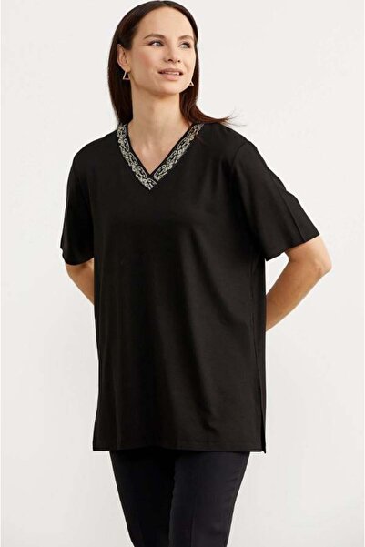 Sementa 75978 VYakaa Nakışlı Detay Dökümlü Kısa Kol Tshirt