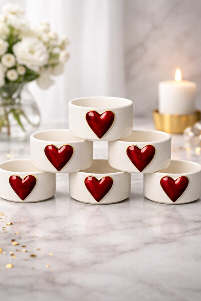 YzHome 6 قطع من وعاء صلصة القلب من البورسلين الأبيض وعاء تقديم الحلوى التركي ...