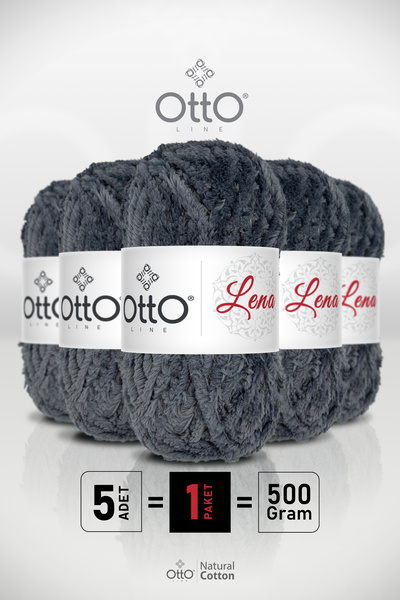 Otto Lena - Dark Grey - 5 Pack - 4Mm/100Gr/75M - Foxfur Fur Yarn