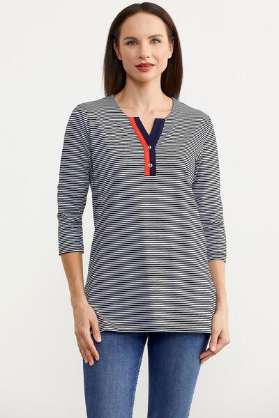 Sementa 60003 Çizgili Yaka Düğmeli Truvakar Kol Tshirt