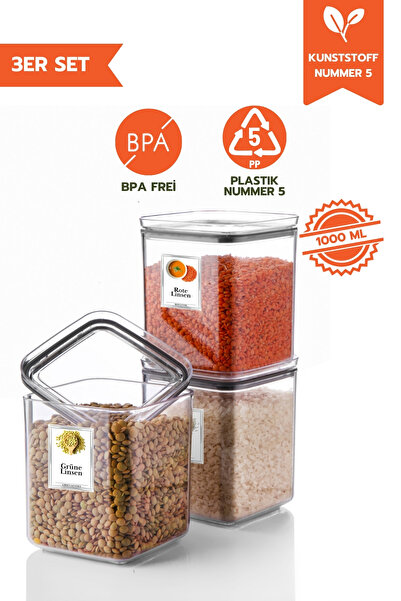 Ginza Maison 1 LT SQUARE STORAGE CONTAINER WITH LID 3 PIECES