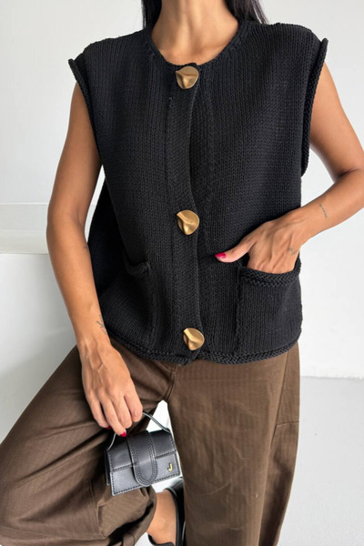 WAS Gold Buttoned Cardigan