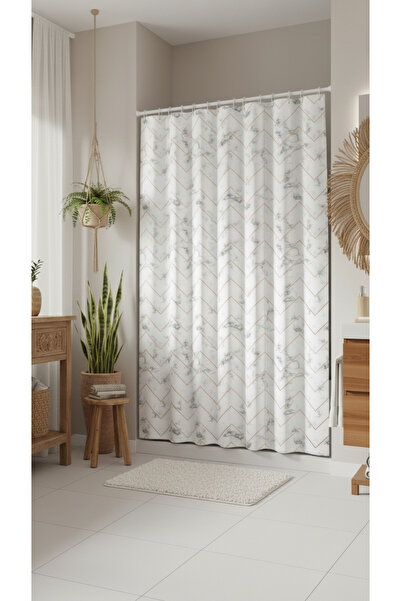 Jackline Banyo Duş Perdesi Mermer Desenli Duş Perde Su Geçirmez Banyo Perdele...