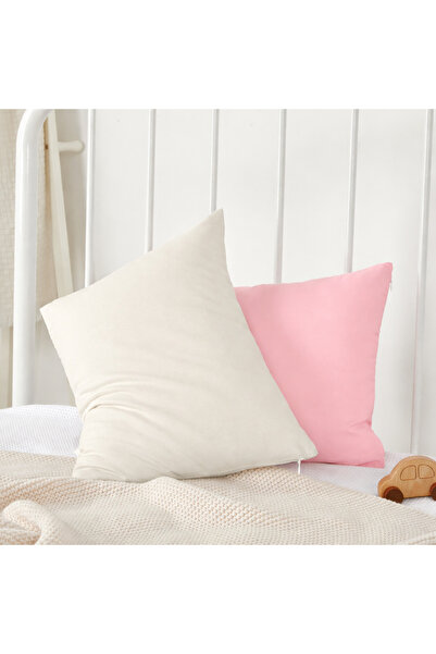 İzgi Concept طقم مكون من 2 كيس وسادة أطفال باللون البيج والوردي - غطاء مبطن ب...