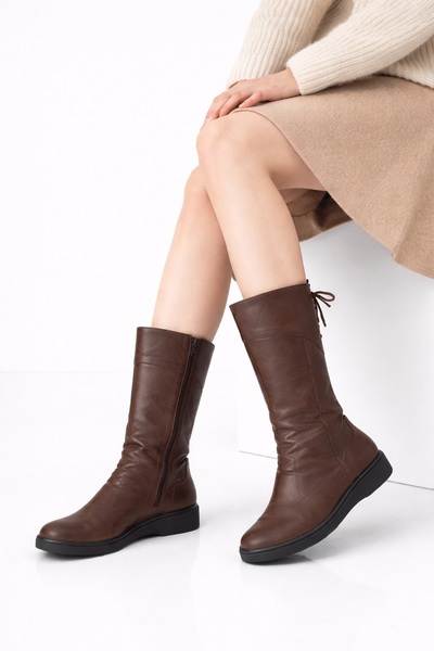 Gondol Genuine Leather Warm Lining Soft Textured Boots - Esfa.1600 Brown