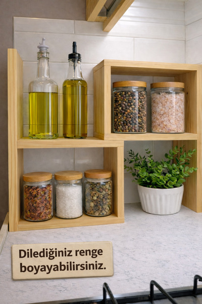 Holly Touch Doğal Ahşap Ayarlanabilir Mutfak Rafı | Daralıp Genişleyen Çok Am...