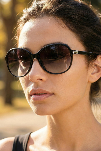 sun factory Black Shiny Polarized Women's Sunglasses with Uv400 Protection 13...