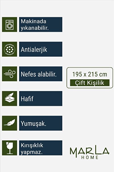 MARLA HOME Çift Kişilik Welsoft Yorgan Uyku Seti | Lastikli Çarşaflı | Bahar