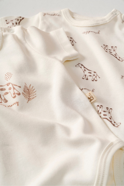Bubbles %100 ORGANİK PAMUK SEVİMLİ ZÜRAFA 2'Lİ BEBEK BODY SET