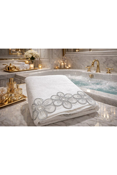 Çeyiz Bahçesi نيسا منشفة مخملية كريمية 50&90