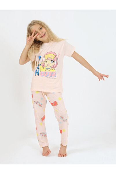 vitmo Set pijama fetiță cu mânecă scurtă - 100% bumbac, distractiv