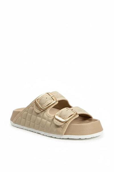 Sivarro Quilted Buckle Home Outdoor Women's Slippers – Beige