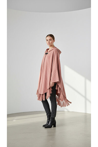 Uludağ Triko Women's Hooded Textured Poncho
