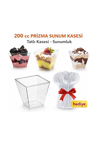 figanlar ambalaj 1. kalite mika Plastik Tatlı Kasesi kübik prizma kase 200 Cc...