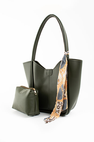 Judour Bags Geantă de umăr din piele moale cu detaliu eșarfă și cățeluș