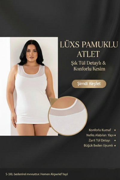 MRR MAJESTİC Battal Size Women's Athlete Thick Strap Tulle Collar
