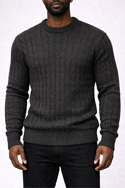 ROY501 Men's Crew Neck Sweater Winter Thick Knitwear Sweater Crew Neck Sweate...
