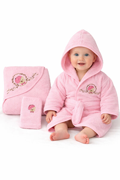 Baby Shez %100 Pamuk Bebek Çocuk Bornoz Havlu Takımı Set 0-2 Yaş