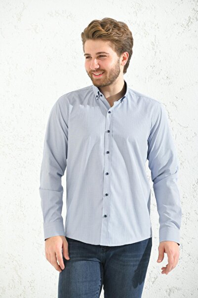 Fitmens Slim Fit Long Sleeve Plaid Collar Buttoned Men's Shirt with Gift Box ...