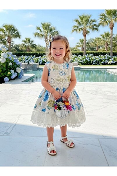 HC Kids Wear Rochie de zi de nastere cu flori pentru fete
